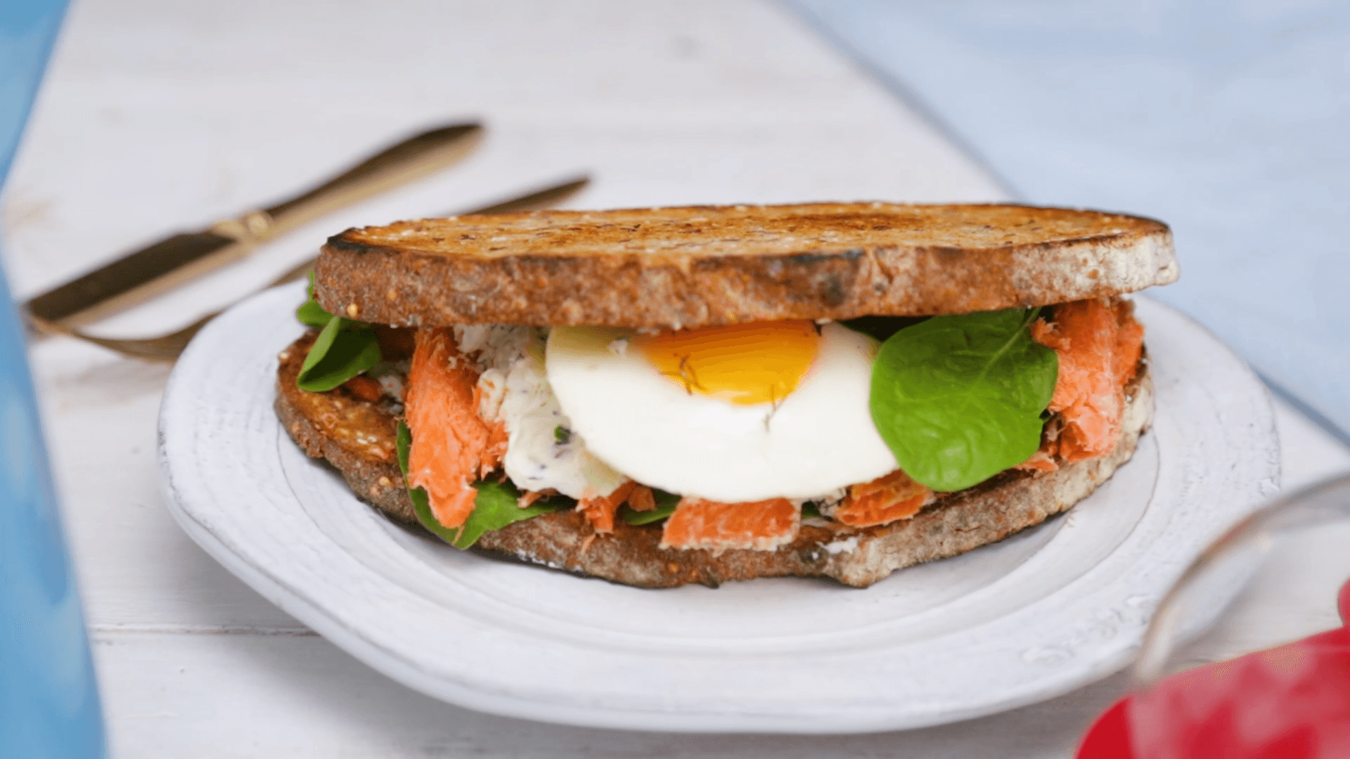 Smoked Salmon & Herb Cream Cheese Breakfast Sandwich