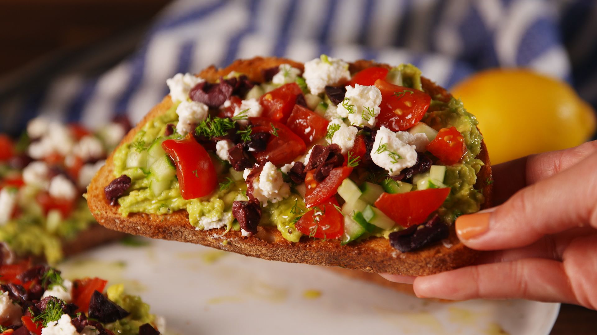 Delish Greek Avocado Toast