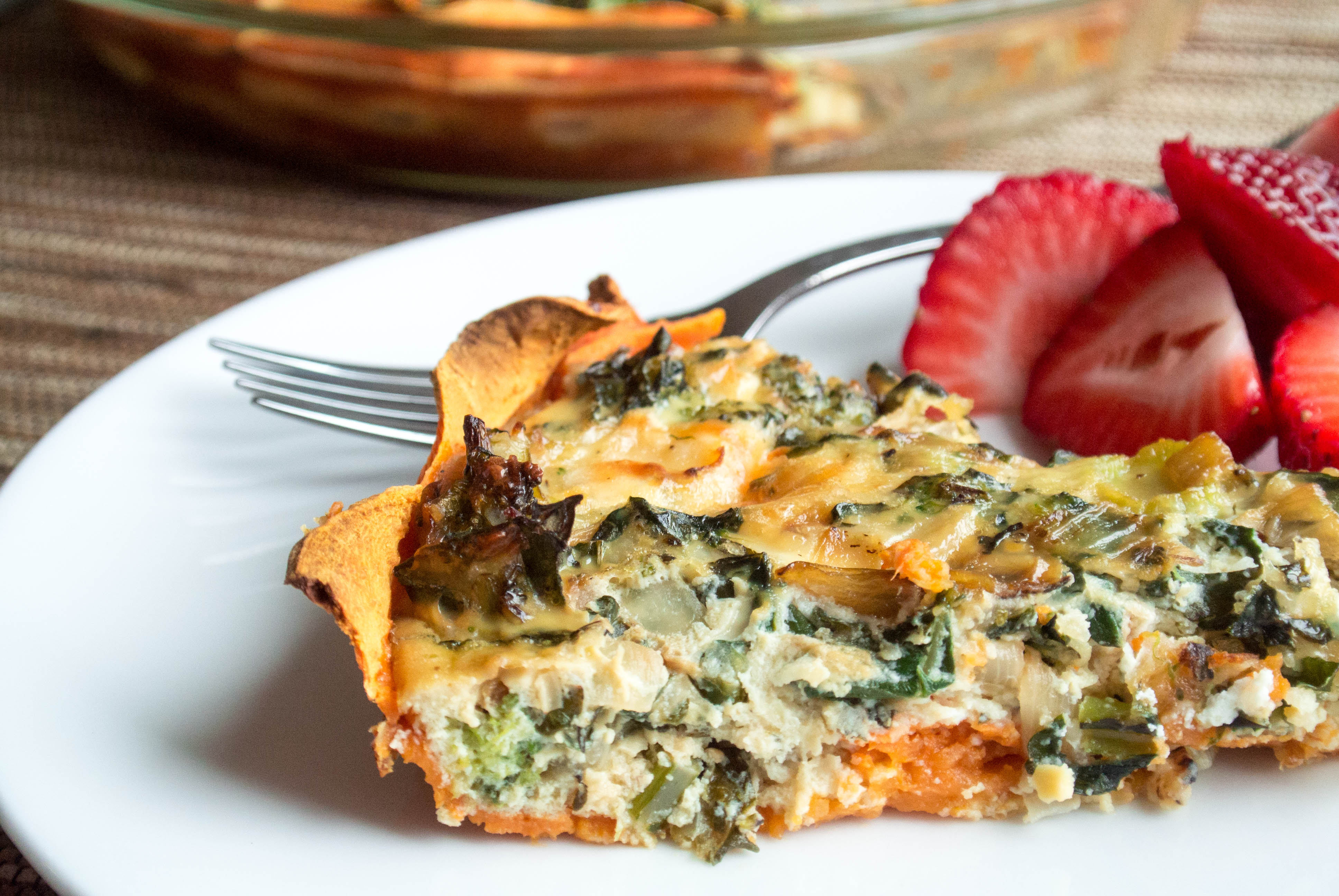 Kale and Egg Quiche with Sweet Potato "Crust"