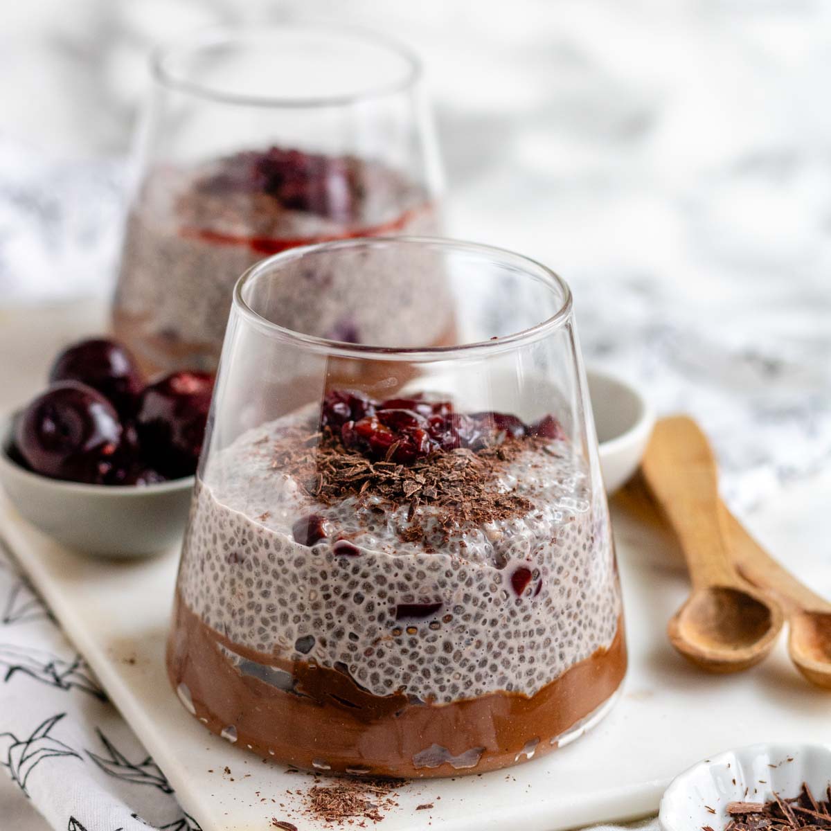 Chocolate Cherry Chia Pudding Parfaits