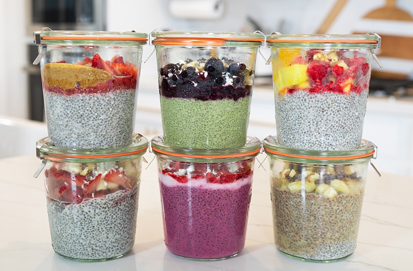CHIA PUDDING MEAL PREP | how to freeze chia pudding for batch prepping + 7 delicious flavors!