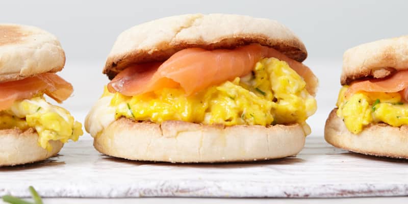 Recipe: Crème Fraîche Scrambled Egg and Smoked Salmon Sandwiches | The Kitchn