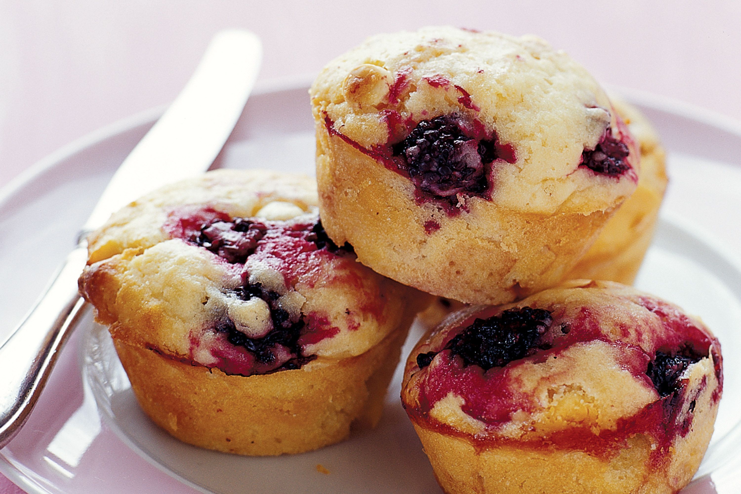 White chocolate and blackberry muffins