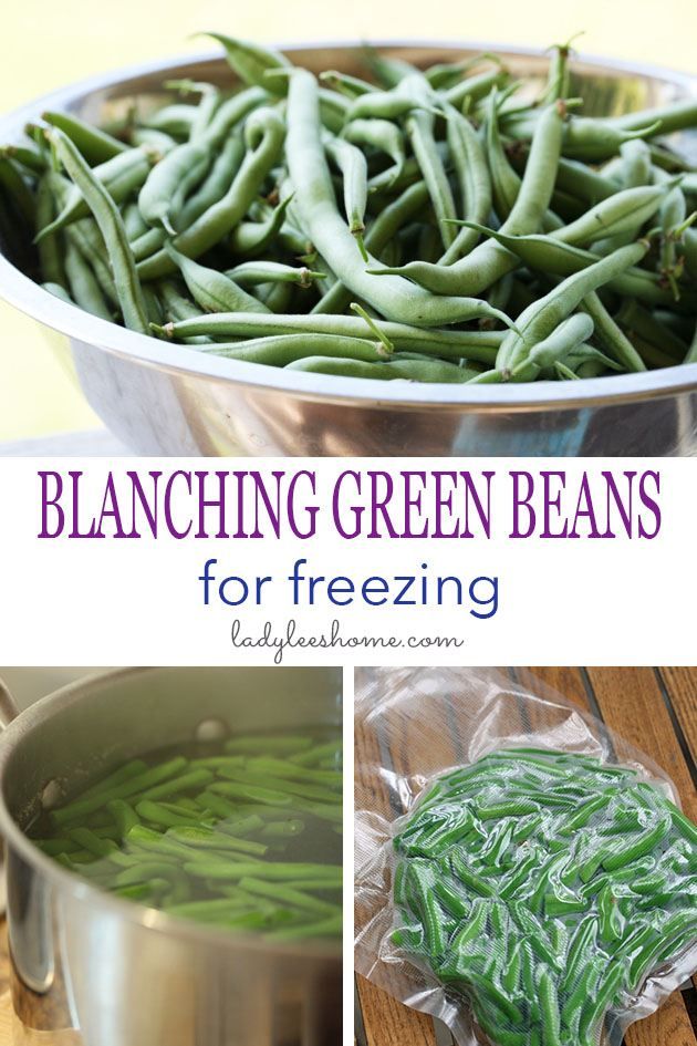 Green beans in a metal bowl, cooking in a pot of water, and sealed in a vacuum-pack bag